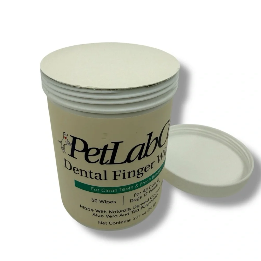 PetLab Co Dental Finger Wipes for Dogs & Cats Fresh‎ Breath Teeth Cleaner 30ct